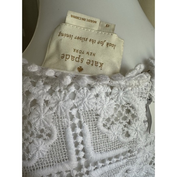 Kate Spade Women's Crochet Lace Flounce Shift Dress $428 White Sz 8 - Picture 10 of 11